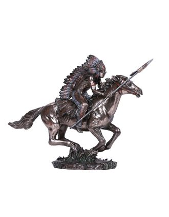 Beautiful Headdress - Indian on horse Statue