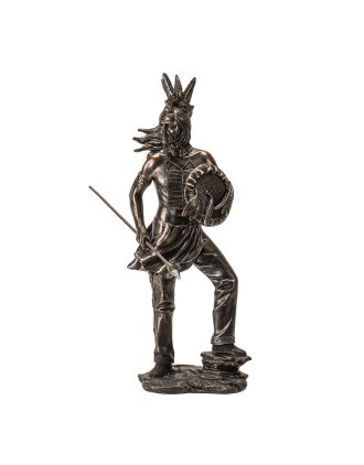 Indian Warrior Statue with Spear and Shield