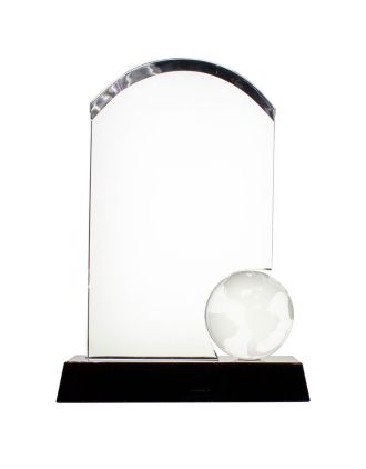 Global Award with 2" crystal globe in corner