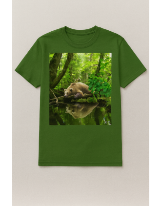 Brown bear sleeping on log T-Shirt