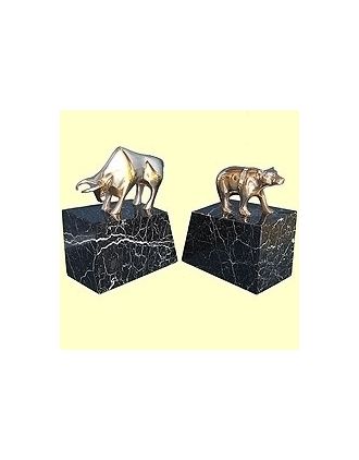 Brass Bull and Bear Bookends