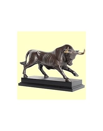 Stock Market Brass Bull Sculpture - front