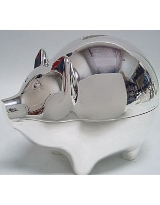 Large Silver Piggy Bank