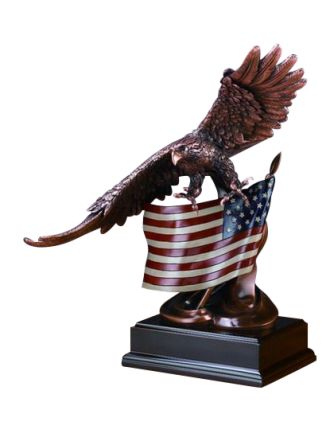 Eagle with American Flag Statue - foot forward