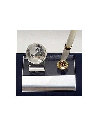 Crystal Globe Pen Set with Silver Pen