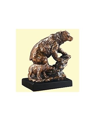 Alert Bear with Cub Sculpture