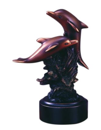 A Playful Statue - two dolphins