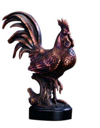 Rooster Statue 14" Bronze