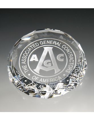 Round Crystal Paperweight 3"