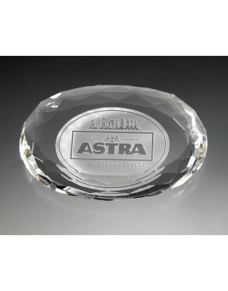 Oval Crystal Paperweight 4"