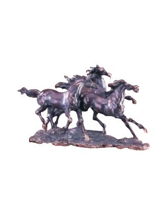 Three Horses Galloping 18" statue