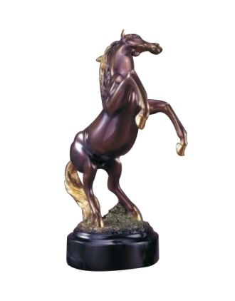 Golden Rearing Horse sculpture