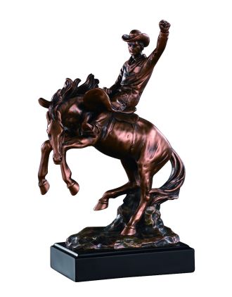 Rodeo Cowboy Bucking Horse Sculpture 13"