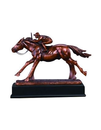 Jockey astride Horse Sculpture