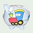 Train Piggy Bank 8 inch Artist Original