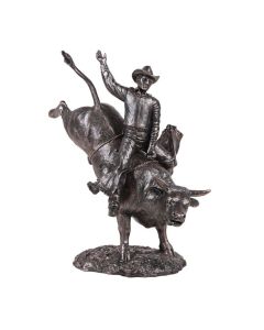 Cowboy Riding Bull Statue
