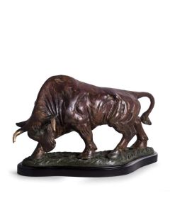 Bronze Stock Market Bull Sculpture - plaque side