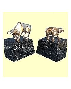 Brass Bull and Bear Bookends