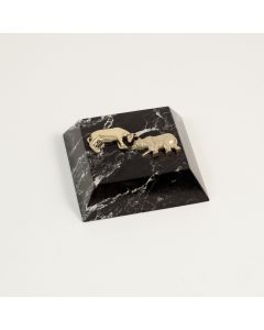 Bull and Bear Black and White Marble Paperweight