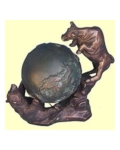 Fighting Bull and Bear Statue with Globe