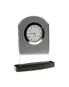 Crystal Clock with Black Marble Base