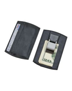 Black Leatherette Money Clip - Card Holder