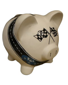 Race Track Piggy Bank 8 inch Artist Original
