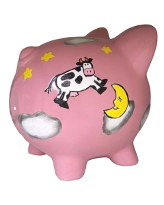 Cow Jumped Over the Moon Pink Piggy Bank - right side