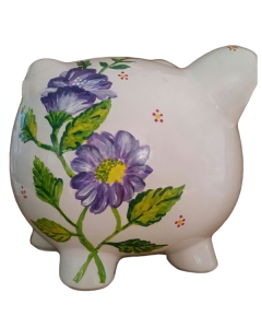 Purple Flowers Piggy Bank
