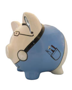 doctor piggy bank - name on pocket?
