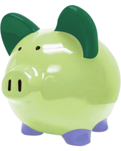 green custom piggy bank with granny smith green