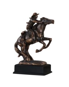 Going For it! Cowboy on Horse Statue 12"