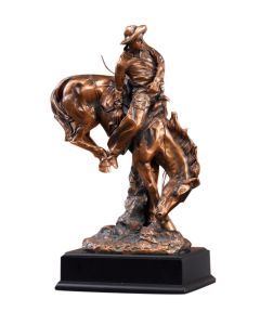 Cowboy Bucking Horse Statue 14"
