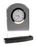 Crystal Clock with Black Marble Base