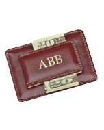 brown leather combo money clip - card holder