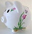 Flowers and Butterflies Piggy Bank 8, 10 or 13 inch